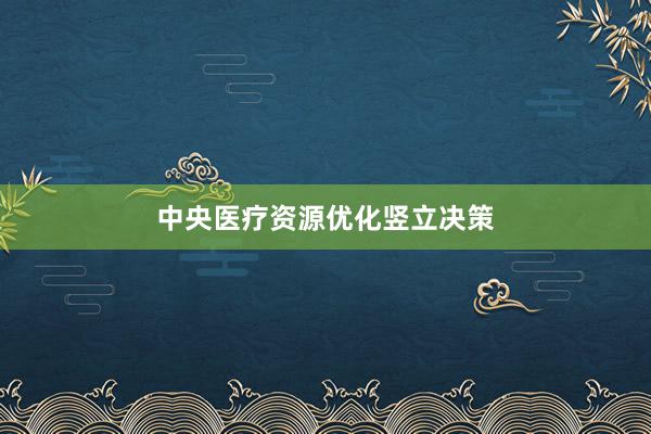 中央医疗资源优化竖立决策